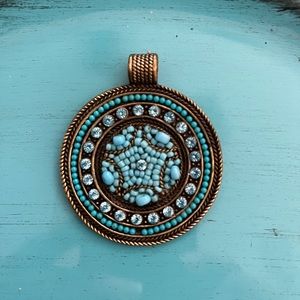 Great Turquoise Handmade medallion pendant